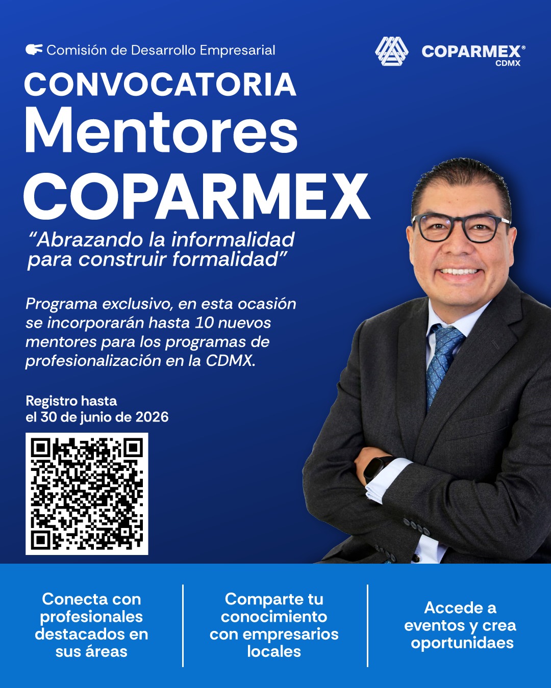 Cartel de la convocatoria para Mentores COPARMEX CDMX