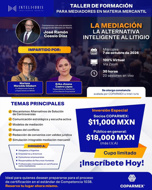 Taller de Formación para Mediadores en Materia Mercantil